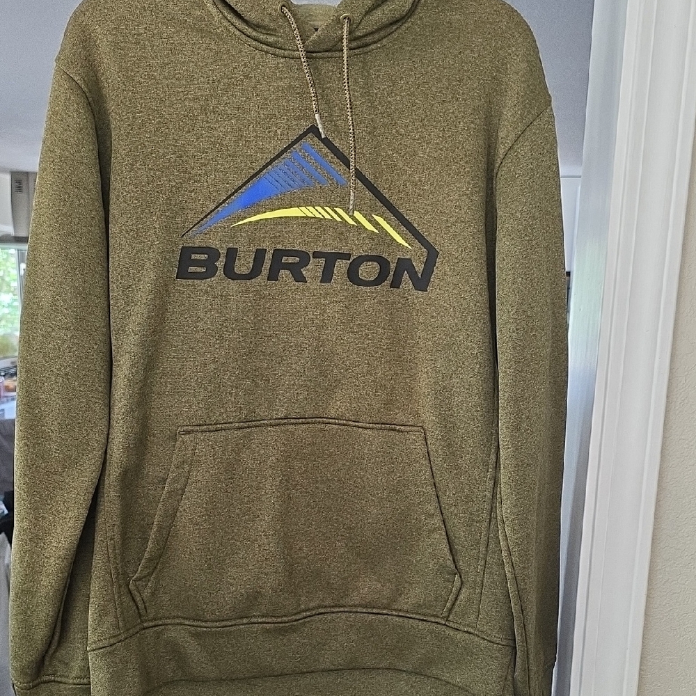 Burton Men's Hoodie in Olive with Blue Accents